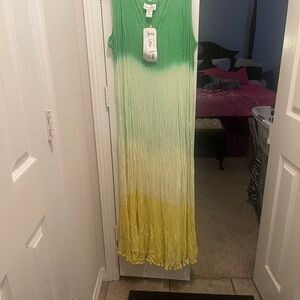 Green and Yellow Ombre Maxi Dress